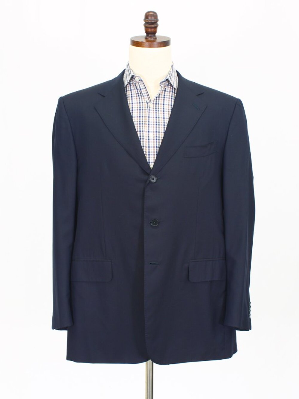 ISAIA 46R Navy Blazer Sport Coat Jacket 3-Button Herringbone Y427